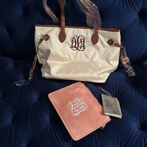 Cream Monogram Tote Bag